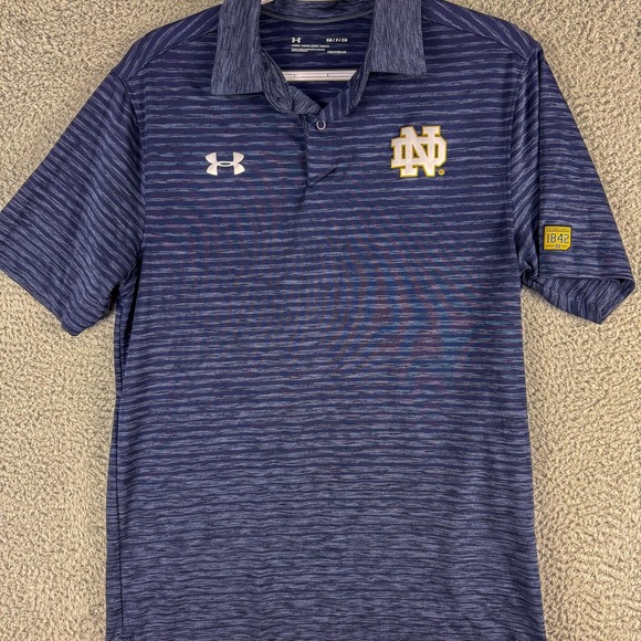 Notre Dame Fighting Irish Shirt Polo Mens Small Blue NCAA Football Under Armour - Picture 1 of 10